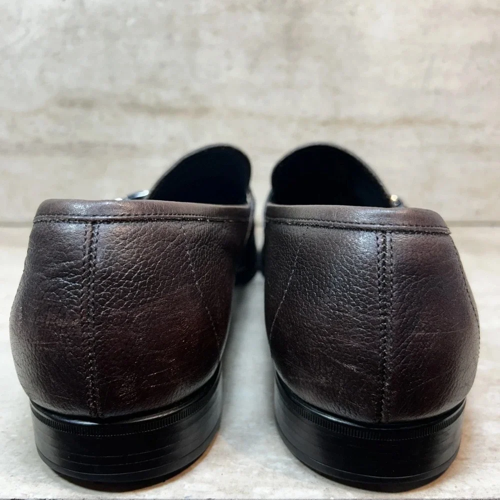 Salvatore Ferragamo Mens Brown Pebbled Leather Monk Strap Loafers 13LC 15780 9